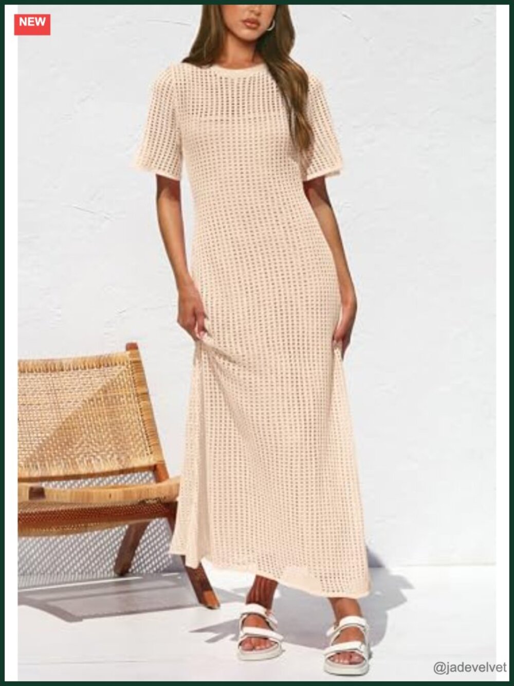 Two Piece Eyelet Cover Up Maxi Dress with Slip Lining - Picture 4 of 6